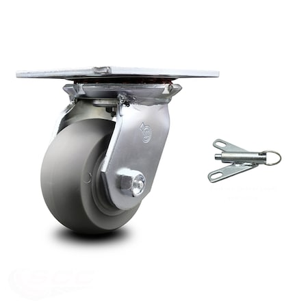 Service Caster 4 Inch Heavy Duty Thermoplastic Caster with Roller Bearing and Swivel Lock SCC SCC-35S420-TPRRD-BSL